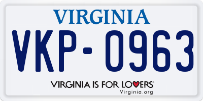 VA license plate VKP0963