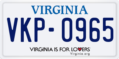 VA license plate VKP0965