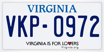 VA license plate VKP0972