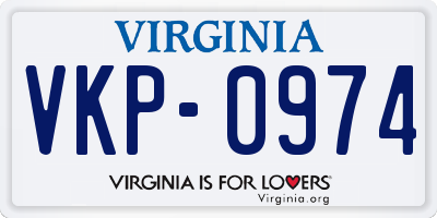 VA license plate VKP0974