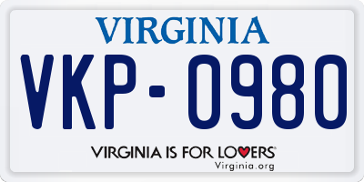 VA license plate VKP0980