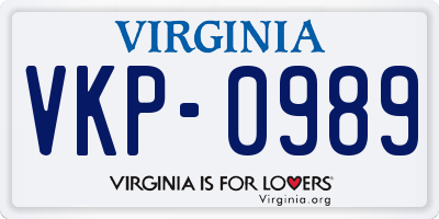 VA license plate VKP0989