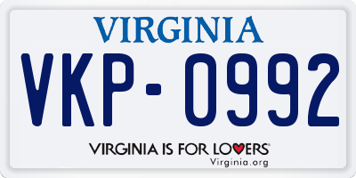 VA license plate VKP0992
