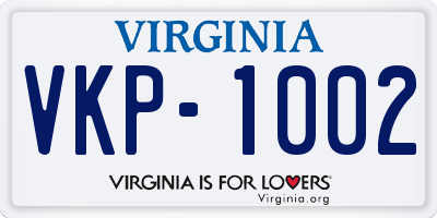 VA license plate VKP1002