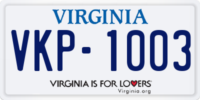 VA license plate VKP1003