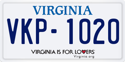 VA license plate VKP1020