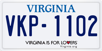 VA license plate VKP1102