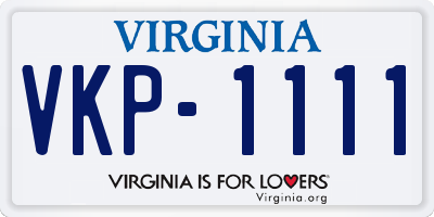 VA license plate VKP1111