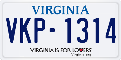 VA license plate VKP1314