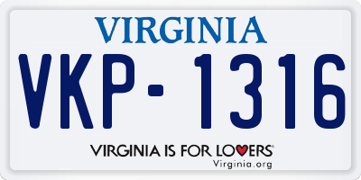 VA license plate VKP1316