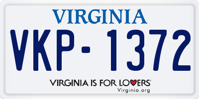 VA license plate VKP1372