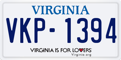 VA license plate VKP1394