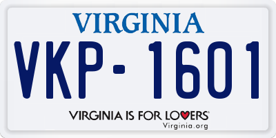 VA license plate VKP1601