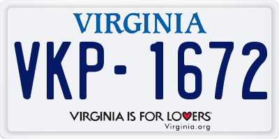 VA license plate VKP1672
