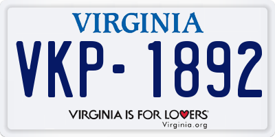 VA license plate VKP1892