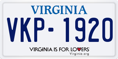 VA license plate VKP1920