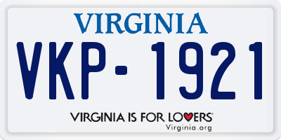 VA license plate VKP1921