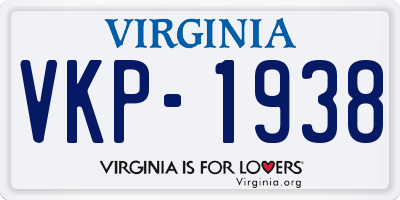 VA license plate VKP1938