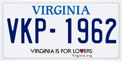 VA license plate VKP1962
