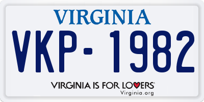 VA license plate VKP1982