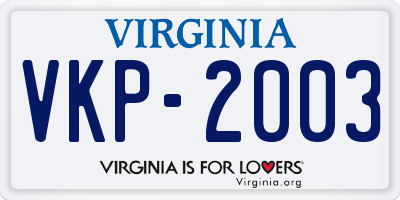 VA license plate VKP2003