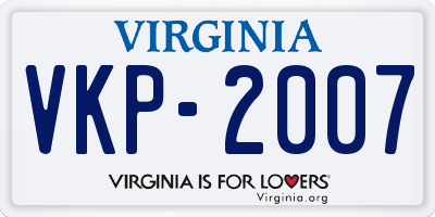 VA license plate VKP2007