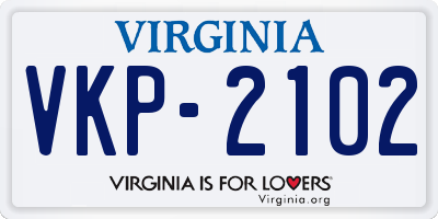 VA license plate VKP2102