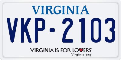 VA license plate VKP2103