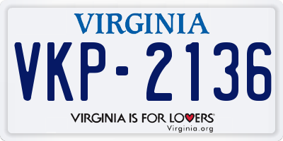 VA license plate VKP2136