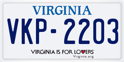 VA license plate VKP2203