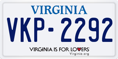 VA license plate VKP2292