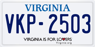 VA license plate VKP2503