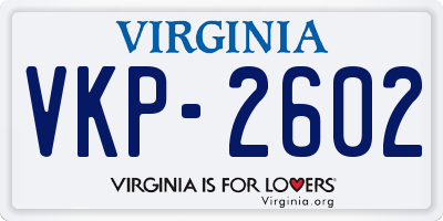 VA license plate VKP2602