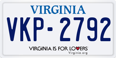 VA license plate VKP2792