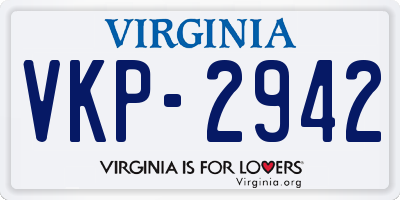VA license plate VKP2942