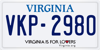 VA license plate VKP2980