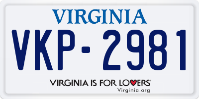 VA license plate VKP2981