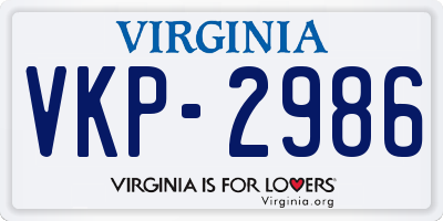VA license plate VKP2986