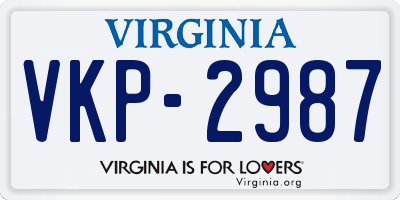 VA license plate VKP2987
