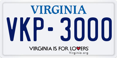VA license plate VKP3000