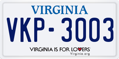 VA license plate VKP3003