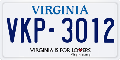 VA license plate VKP3012