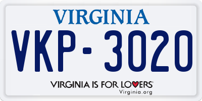 VA license plate VKP3020