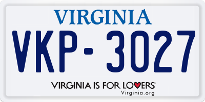 VA license plate VKP3027