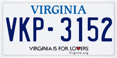 VA license plate VKP3152