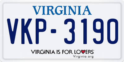 VA license plate VKP3190