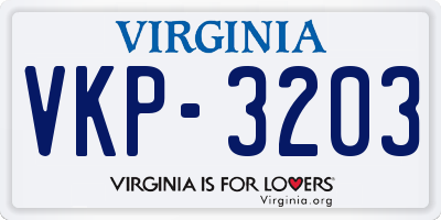 VA license plate VKP3203