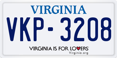 VA license plate VKP3208
