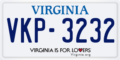 VA license plate VKP3232