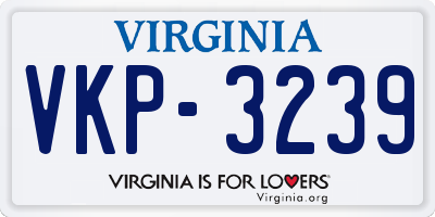 VA license plate VKP3239